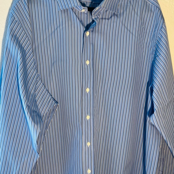 Lauren Ralph Lauren Shirt Mens Blue Striped Button Up Shirt Size 19 36/37 Tall - Picture 2 of 5